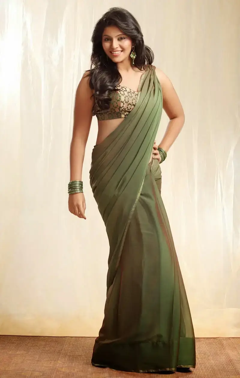 Indian Actress Anjali Images In Traditional Green Saree
